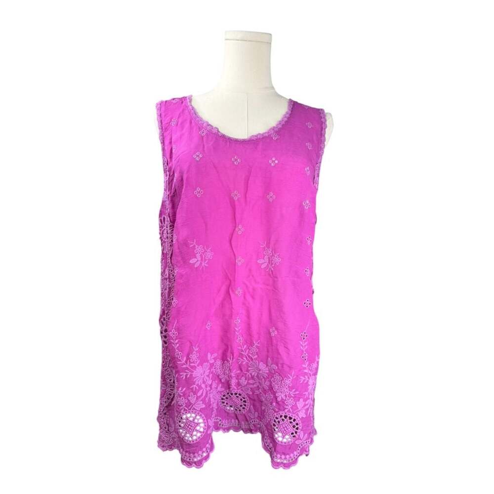 Johnny Was Embroidered Fuchsia Pink Sleeveless Tunic Dress Size M